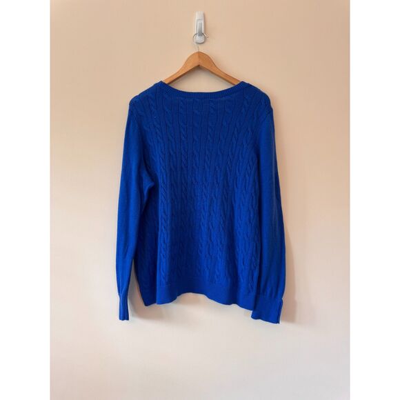 Talbots Women Petites Blue Cable Knit Crew Neck Sweater 2Xp - Picture 2 of 6